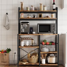 6 Tier Kitchen Bakers Rack with Power Outlet Microwave Stand Coffee Bar Station picture