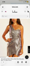 Lulus Sensational Shine Iridescent Gold Purple One-Shoulder Mini Dress Size: L picture