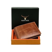 NAPA HIDE Leather Wallet Bifold RFID Protected Best Daily use Tan Crunch picture