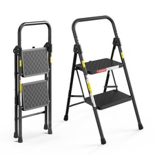 LevLad 2 Step Ladder, Folding Step Stool with Anti-Slip Pedal, Sturdy Steel picture
