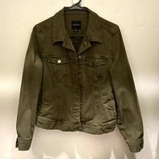 Liverpool Women’s Green Denim Jacket M Button Front picture