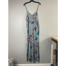 Rayasun Women's Size M Blue One-Piece Jumpsuit Floral Overall Sleeveless picture