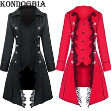 Womens Punk Medieval Long-sleeved Three-breasted Coat Irregular Top Dress Jacket picture