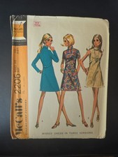 McCall's 2206 SewingPattern Vtg 1969 Misses' Dress in  3 Version Size 10 Cut picture