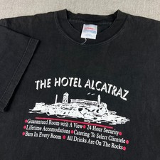 Vintage Alcatraz T-Shirt Mens L Black The Hotel Souvenir 90s Graphic Tee Humor picture