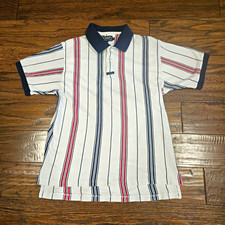 Vintage Ralph Lauren CHAPS Multi-Stripe Short-Sleeved Polo Shirt - Size Medium picture