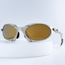 Oakley Romeo X-Metal Sunglasses Silver Frame Brown Lens Vintage Rare picture