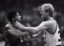 LARRY BIRD JULIUS ERVING DR J BOSTON CELTICS 76ERS 11x15 CHOKE FIGHT PHOTO picture