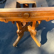 Eastlake Early 1900s End Table - Wood Wheels - No Top picture