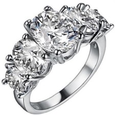 Elegant Platinum White Gold Plated White Topaz Women New Fashion Ring Size 9.5 picture