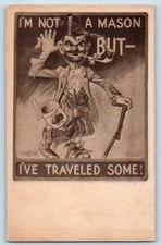 c1910's Hobo Shriner Mason I'm Not A Mason But I've Traveled Some Postcard picture