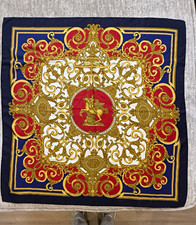 HERMÈS Les Tuileries Silk Twill Square Scarf Multicolor Logo Accent picture