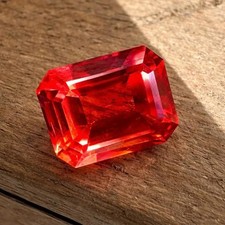 AAA+ 15.60 ct flawless sapphire orange emerald cut loose gemstone EGL Certified picture