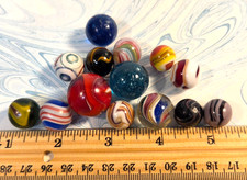 #31 Marbles Mix of 14 Handmade & Machine Made USA & Germany 9/16
