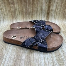 Birkis by Birkenstock Slide Sandals Men's Sz 11 Black Crinkle Cross Strap Buckle picture