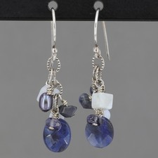 Vintage Silpada Sterling Pearl Sodalite Iolite Chalcedony Dangle Earrings W1471 picture
