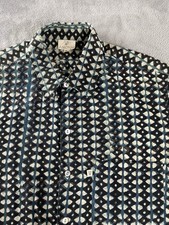 Anokhi Shirt Mens Medium Geometric Stripes Print Short Sleeve Button Down picture