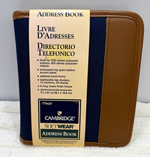 Vintage 1994 Mead Cambridge Softwear Address Book NOS Navy Tan  Accent picture