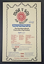 1972 MAR Y SOL POP FESTIVAL POSTER 1st International Puerto Rico  11 x 17
