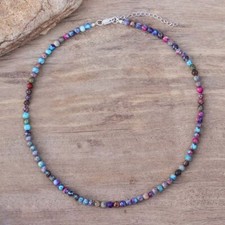 Galaxy Sea Sediment Jasper 4mm Beaded Choker Healing Dainty Women Necklace Gift picture