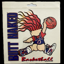 VTG 1995 Butt Naked Basketball Sticker Troll Great Impressions 90s Humor Decal picture