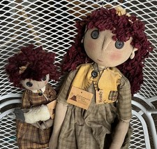 Pearson’s Simply Primitives Wendy & Sherri Cloth Dolls w Sheep  picture