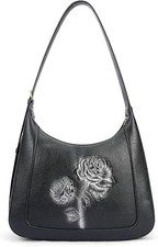 Women’s Vegan Leather Hobo Shoulder Bag Embossed Top Handle Crescent Purse picture