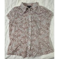 My Michelle Pink Floral Paisley Sequin Western Snap Front Top Large 9022FP3J picture