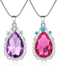 2 Pcs Sofia The First Amulet And Elena Princess Necklace Twin Sister Teardrop Ne picture