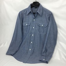 Vintage Ely Walker Mens Chambray Shirt M 15 1/2 Blue 50/50 Long Sleeve Made USA picture