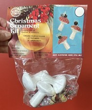 NOS 1974 Walco Holiday Red Mushrooms Bees Sequin Bead Christmas Ornament Kit picture