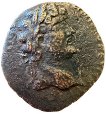 ANTONINUS PIUS 138-161 AD Ancient Bronze Roman Coin Bust/Zeus Seated 22mm 10.6gr picture