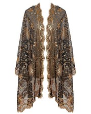 Women's Glittering 1920s Scarf Mesh Sequin Wedding Cape Fringed Evening Shawl... picture