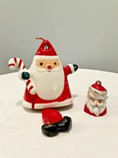 Norcrest Ceramic Santa Bell w/Hanging Feet, Santa Bell Bust JAPAN Lot/2 Vintage picture
