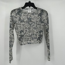 Social Tourist Womens Y2K Tattoo Print Mesh Crop Top Size S Goth Punk Alt Indie picture