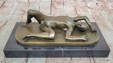 BRONZE STATUE--MALE NUDE--GAY INTEREST---BODYBUILDER MUSCULAR ART DECO FIGURINE picture