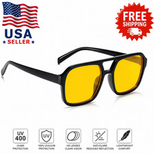 Oversized Aviator Sunglasses Men Women Orange Lens Retro 70s Vintage UV  picture