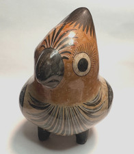 Vintage Tonala Mexican Pottery Bird Figurine featuring hand-painted folk art #a picture