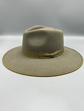 NWOT Brixton 4 inch Wide Brim Wool Felt Fedora Hat Size M 58cm Light Olive picture