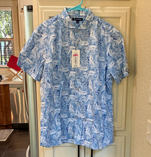 Cremieux Men's XL Cotton Woven Graphic Print Short Sleeve Button-Up Shirt picture