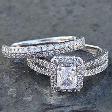 Vera Wang Love Engagement Ring Set & wedding Band GIA .60 D VS1 Center Sz 6 picture