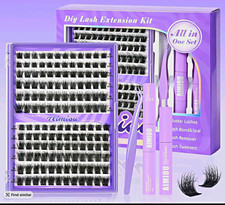 AIMIOU DIY Cluster Lash Extension Kit Black Natural 10-16mm Bond/Seal Remover picture