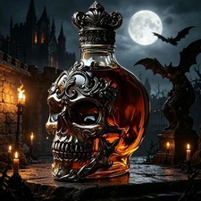 The Sovereign Skull Decanter Handblown Crystal Skull Whiskey Decanter picture
