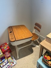 Antique child's desk 1930's-40's refinished exceptional beautiful homeschooling picture