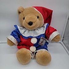 Vintage Caltoy Ruffles The Bear Plush Clown Soft 16” Red Blue Satin Costume  picture