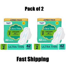 Equate Ultra Thin Pads with Wings, Size 2, Long, 42 Ct 2 Pack picture