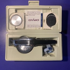 Dymo 1550 Deluxe Tapewriter Labeling Kit  VINTAGE Chrome Label Maker Case picture