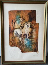 HOI LEBADANG Signed Embossed Lithograph 10/250 Vintage White Horse Art picture