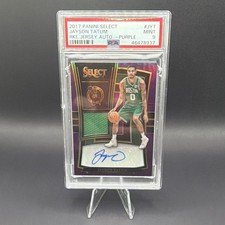 2017-18 Panini Select Jayson Tatum Celtics RJA-JYT Purple /99 Auto PSA 9 picture