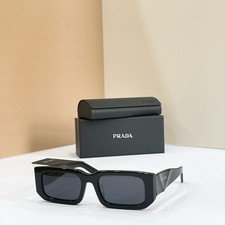 PRADA Symbole SPR 06Y Black Rectangle Sunglasses SPR06Y 53-21-145 Men Women picture